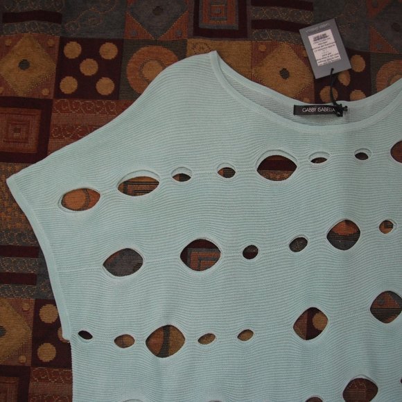 GABBY ISABELLA Women's Top  SIZE- L,XL Surf Blue TOP KNIT 100% Viscose - Picture 3 of 16